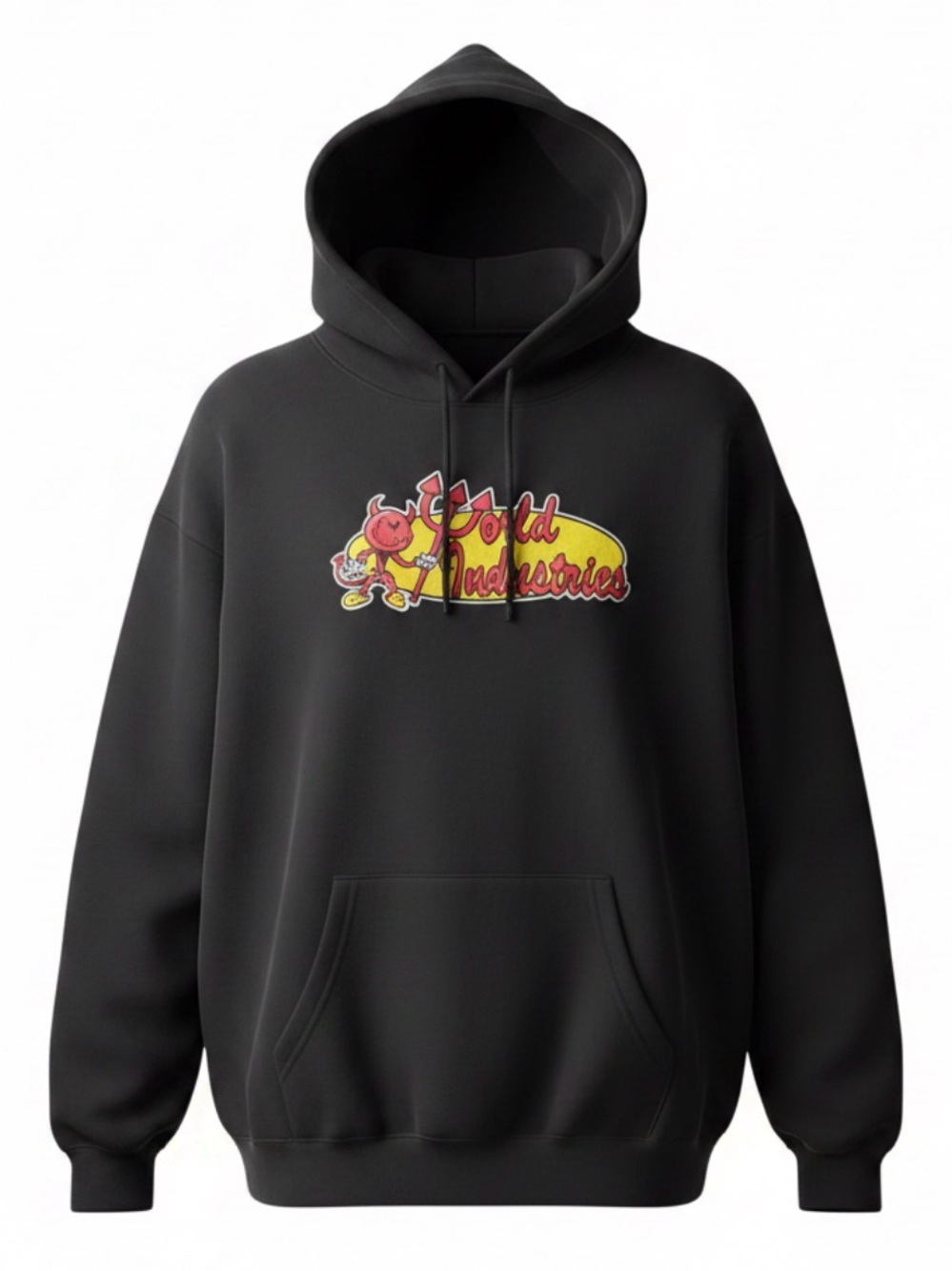 Source Unknown Black Crewneck Hoodie with Yellow-Red Graphic